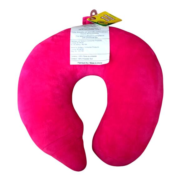 Crayola Kids Travel Neck Support Pillow Pink Soft Plush Airplane Car Ride Train - Picture 4 of 6